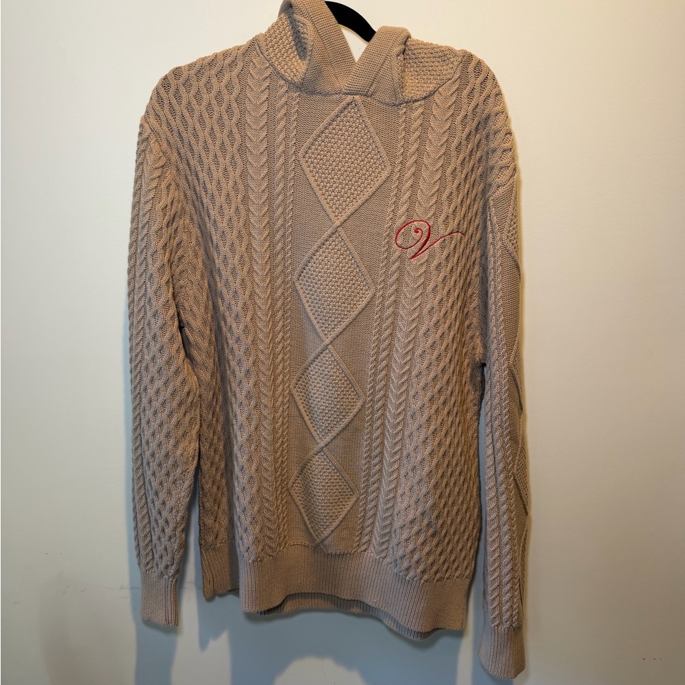 Vouseti Beige Cable Knit Cardigan